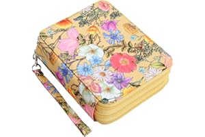 Lbxgap Portable Colored Printing Pattern Morning glory and Daisy Pencil Case 72 Slots Pencil Bag Organizer with Zipper for Watercolor Pens or Markers, Pencil Case Organizer for Artist