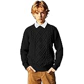 Boys Long Sleeve Crew Neck Sweaters Unisex Kids School Lightweight Cable Knit Pullover Sweater Tops