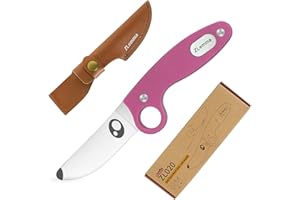 ZLemma Kids Knife Boy Scout Knife with Educational Ring & Sheath & Rounded Tip - Whittling Knife Pink G10 Handle for Boys/Girls First Сamping Cutting