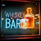 Neon Bar Signs, LED Whiskey Neon Sign Light Up Bar Sign for Beer Bar Pub Club Bistro Home Man Cave Party Kitchen Bedroom Wall Decor, USB Power & Dimmable