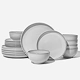Pokini 18 Piece White Stoneware Dinnerware Set for