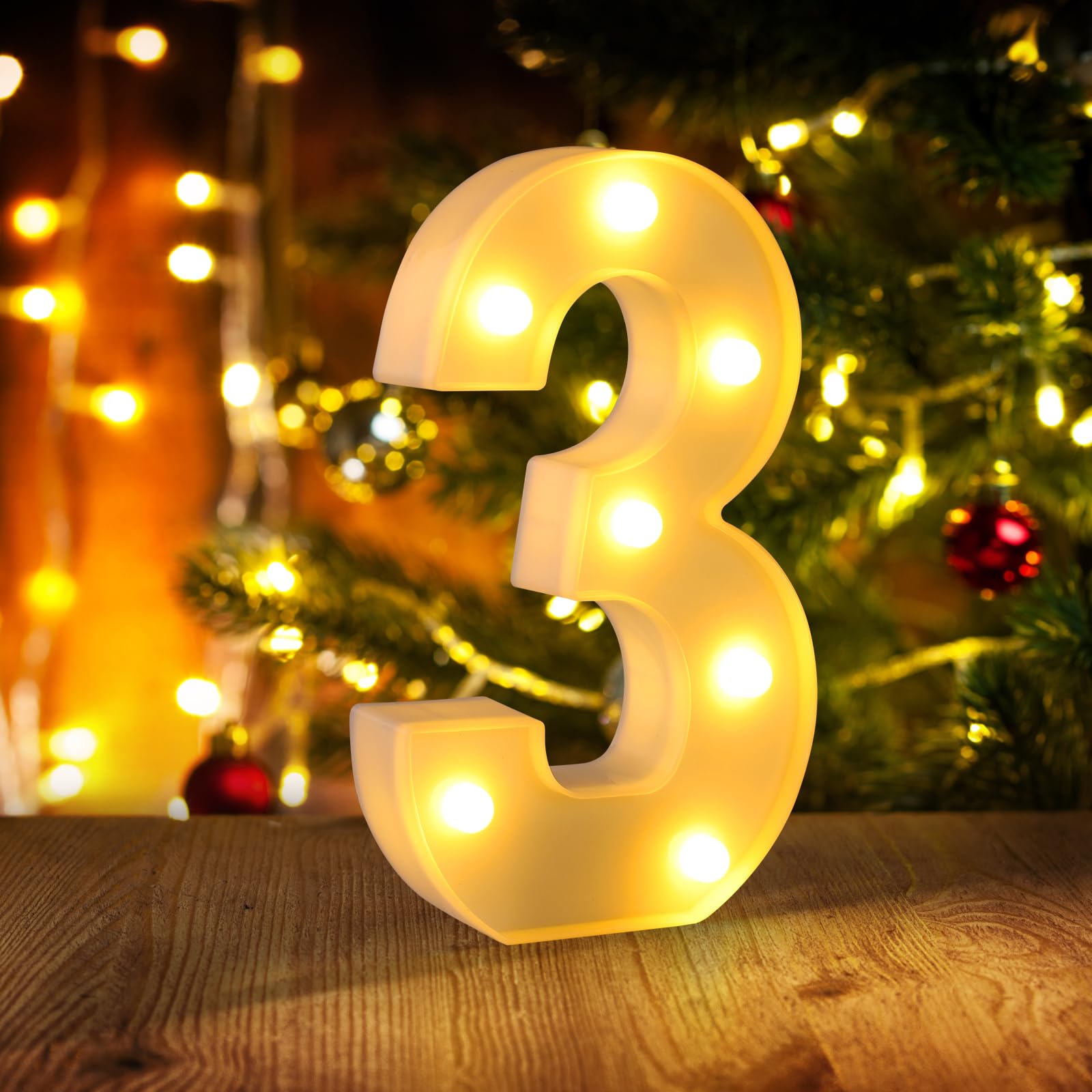 Photo 1 of 3rd Birthday Decorations for Girls and Boys,3 Year Old Birthday Decorations for Centerpieces Table,Light Up Numbers 3 Sign Led for Party Backdrop Wall Decor for Wedding Anniversary Home