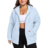 COOTRY Women's Plus Size Zip Up Hoodies Oversized Sweatshirts Fall Fashion Outfits Casual Jackets 2025 Winter Clothes
