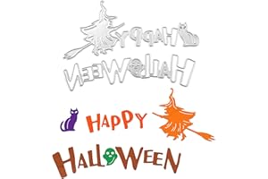 YETUAB Fall Die Cuts for Card Making, Halloween Metal Cutting Dies, DIY Halloween Decoration, Halloween Dies and Stamps, Witch Cat Die Cuts