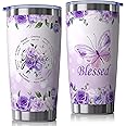 Christian Gifts for Women, Inspirational Gifts Purple Butterfly Gifts Religious Gifts for Women, Birthday Gifts for Women, Mom, Best Friend,Aunt, Sister- Christmas Gifts For Women Tumbler Gifts Idea