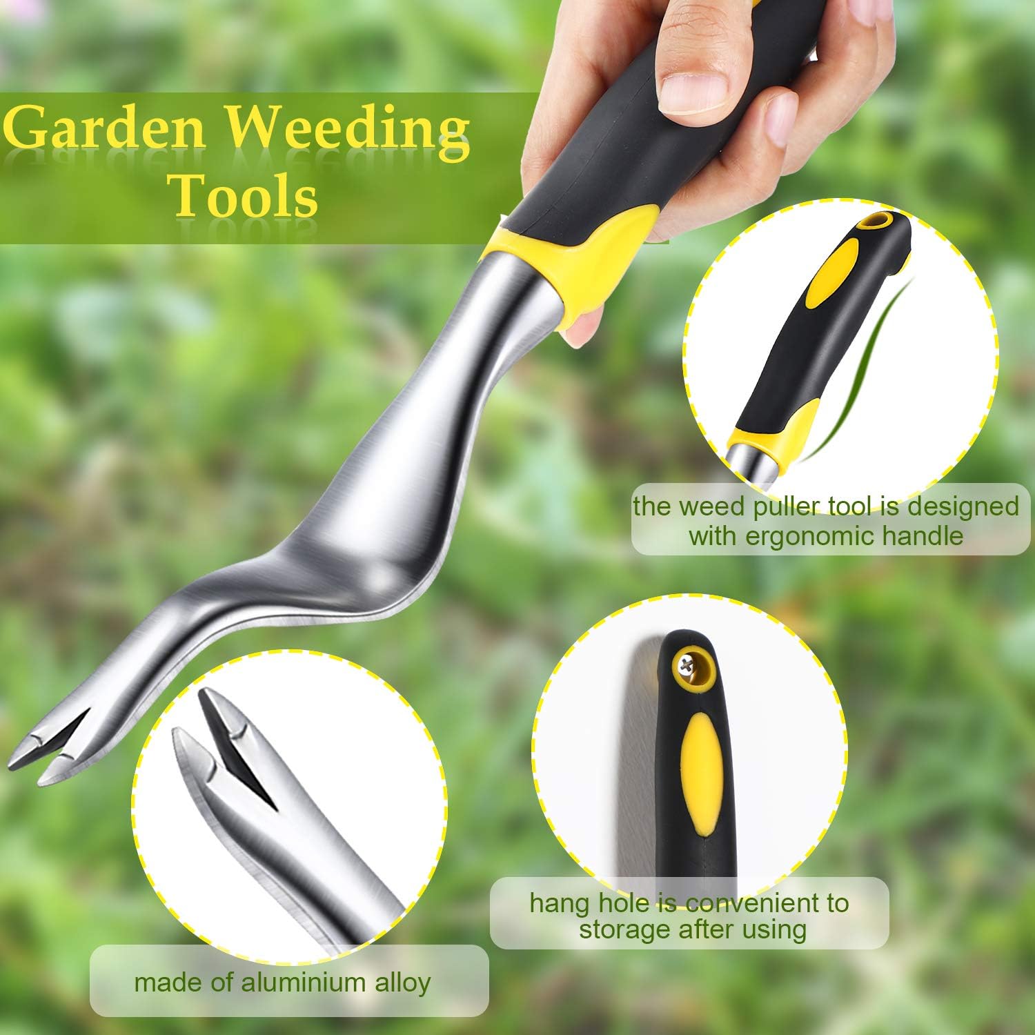 2 Pieces Hand Weeder Tool Garden Weeding Tools Garden Weeding Removal Gardening Weed Puller with Ergonomic Handle for Garden Lawn Farmland Transplant (Yellow) : Garden & Outdoor