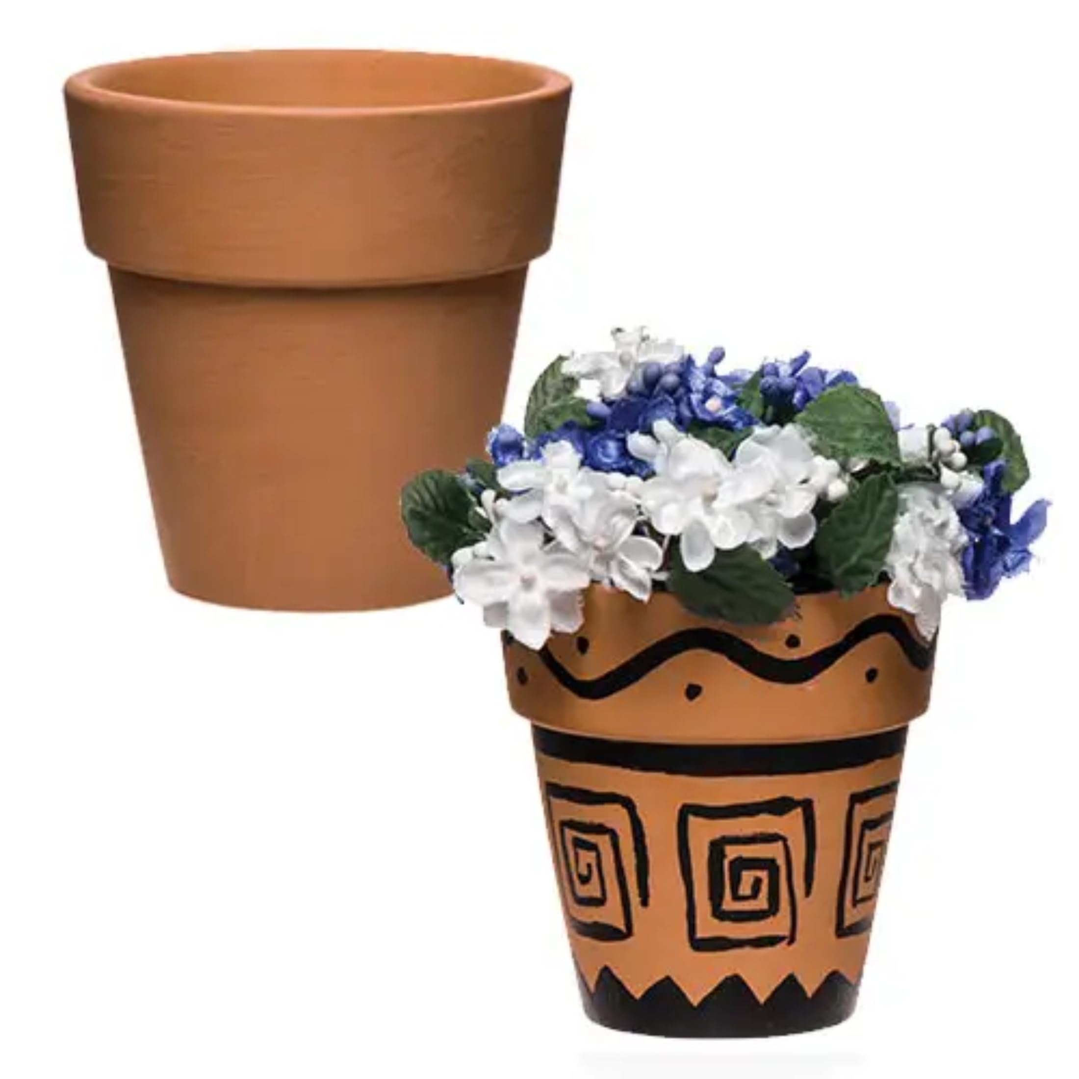 Baker Ross AR459 Terracotta Flower Pots - Pack of 4, Ceramic Planters for Kids to Paint, Decorate and for STEM Learning Activities