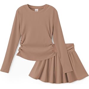 PATPAT Girls 2 Piece Outfit Skirt Sets Tween Y2k School Sports Clothes | Skirt Set for Girls, Long Sleeve Slim Tops with Skor