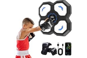 SPOXING Music Boxing Machine for Kids Adult, Bluetooth Boxing Equipment with Boxing Gloves, Wall Mount Punching Machine with LED, Boxing Target Workout Equipment for Home, Office, Gym