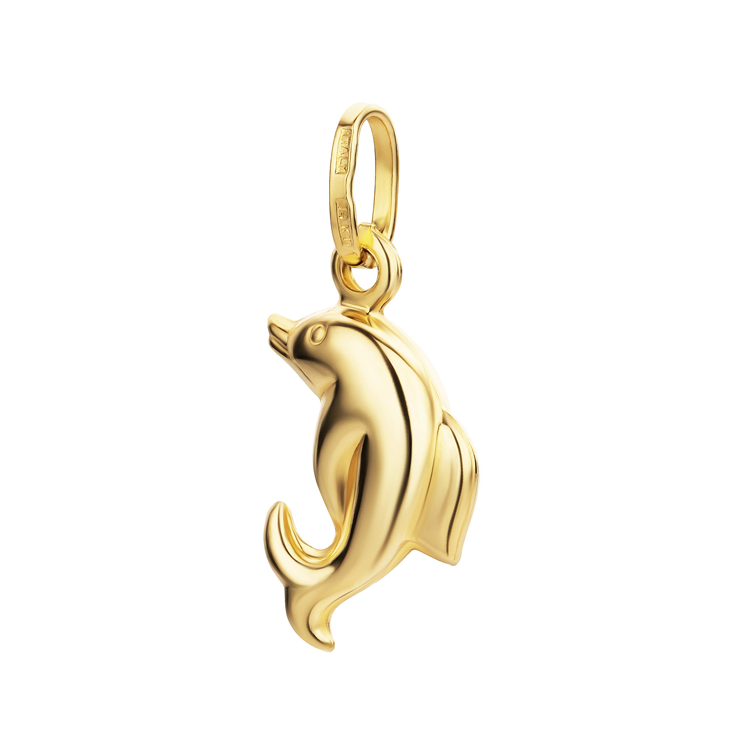 Mini Dolphin Swimming Pendant 14 Carat 585 Yellow Gold