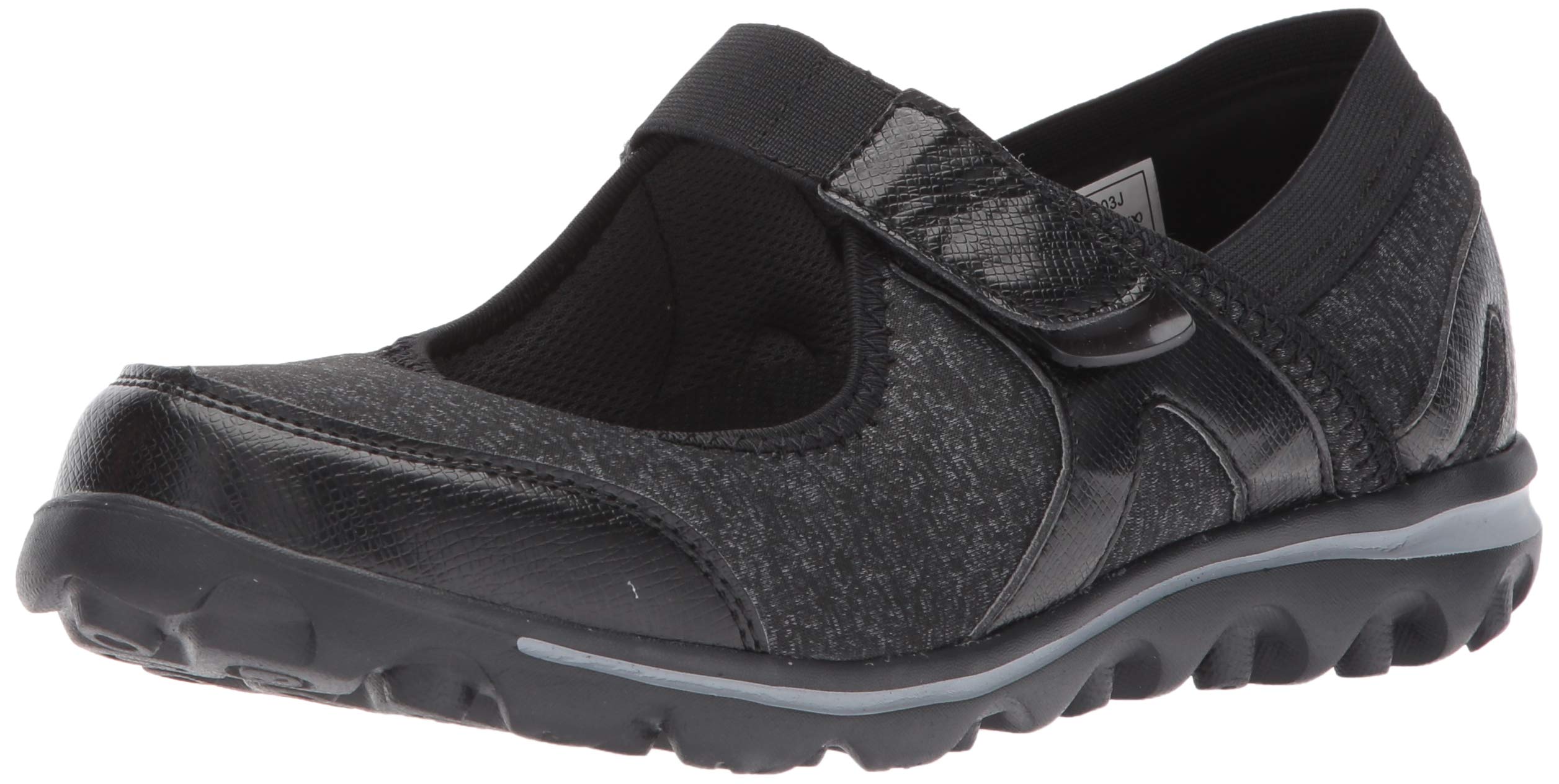 Propét Women’s Onalee Mary Jane Flat Shoe, Grey/Black 7 Narrow