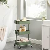 SONGMICS 3-Tier Storage Trolley Rolling Cart Olive Green BSC060C01 view 3