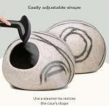 MEOWFIA Cat Cave Premium Felt Cat Bed Merino Wool Light Grey Medium view 6