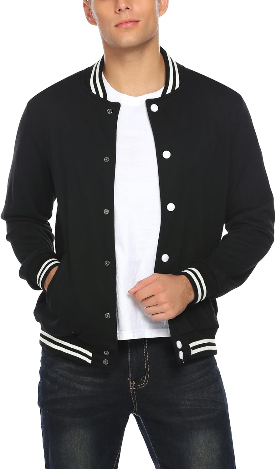 COOFANDY Mens Slim Fit Varsity Baseball Jacket Bomber Cotton Premium Jackets at  Men’s Clothing store