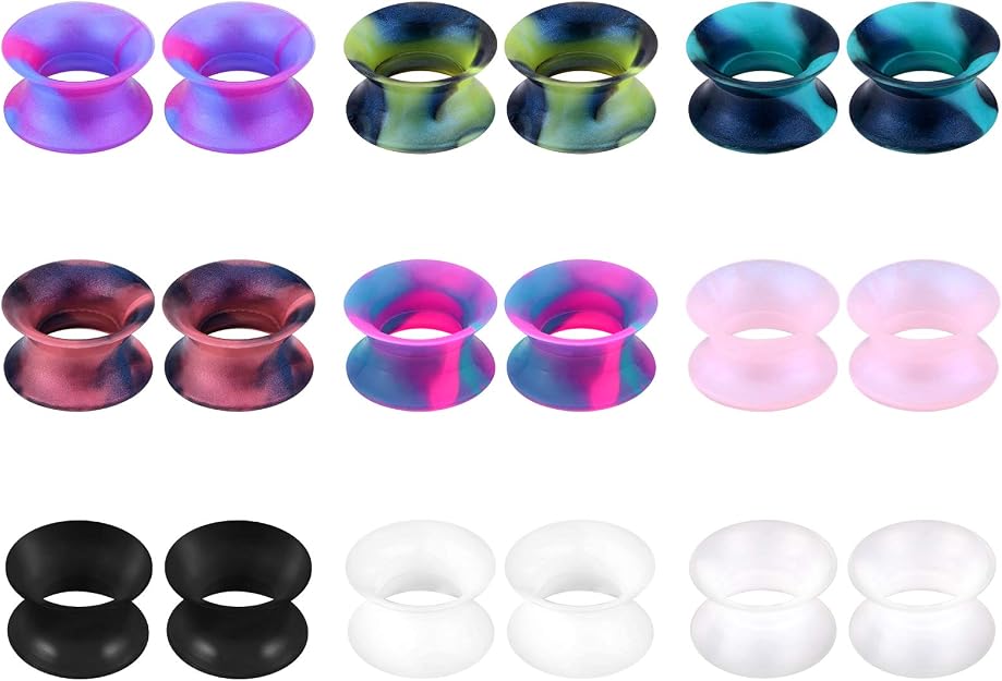 MODRSA 9 Pares Dilatador Oreja Silicona Doble Expansor Piercing Tunnel