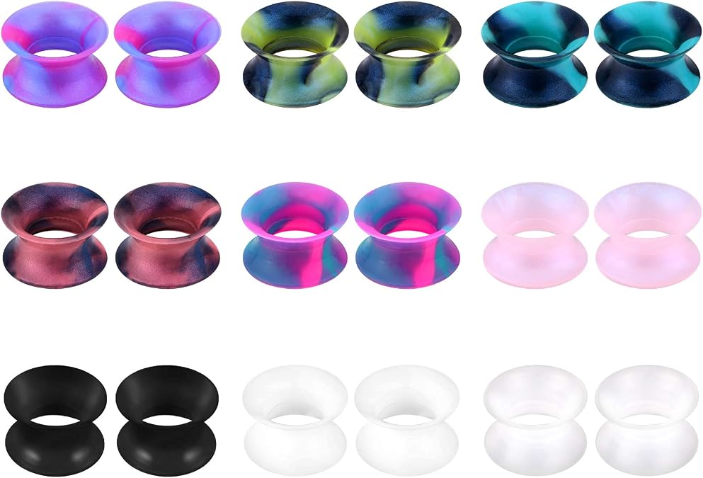 MODRSA 9 Pares Dilatador Oreja Silicona Doble Expansor Piercing Tunnel
