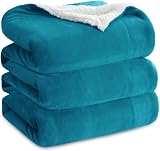 Bedsure Sherpa Fleece Throw Blanket Turquoise 220x240cm Queen Size