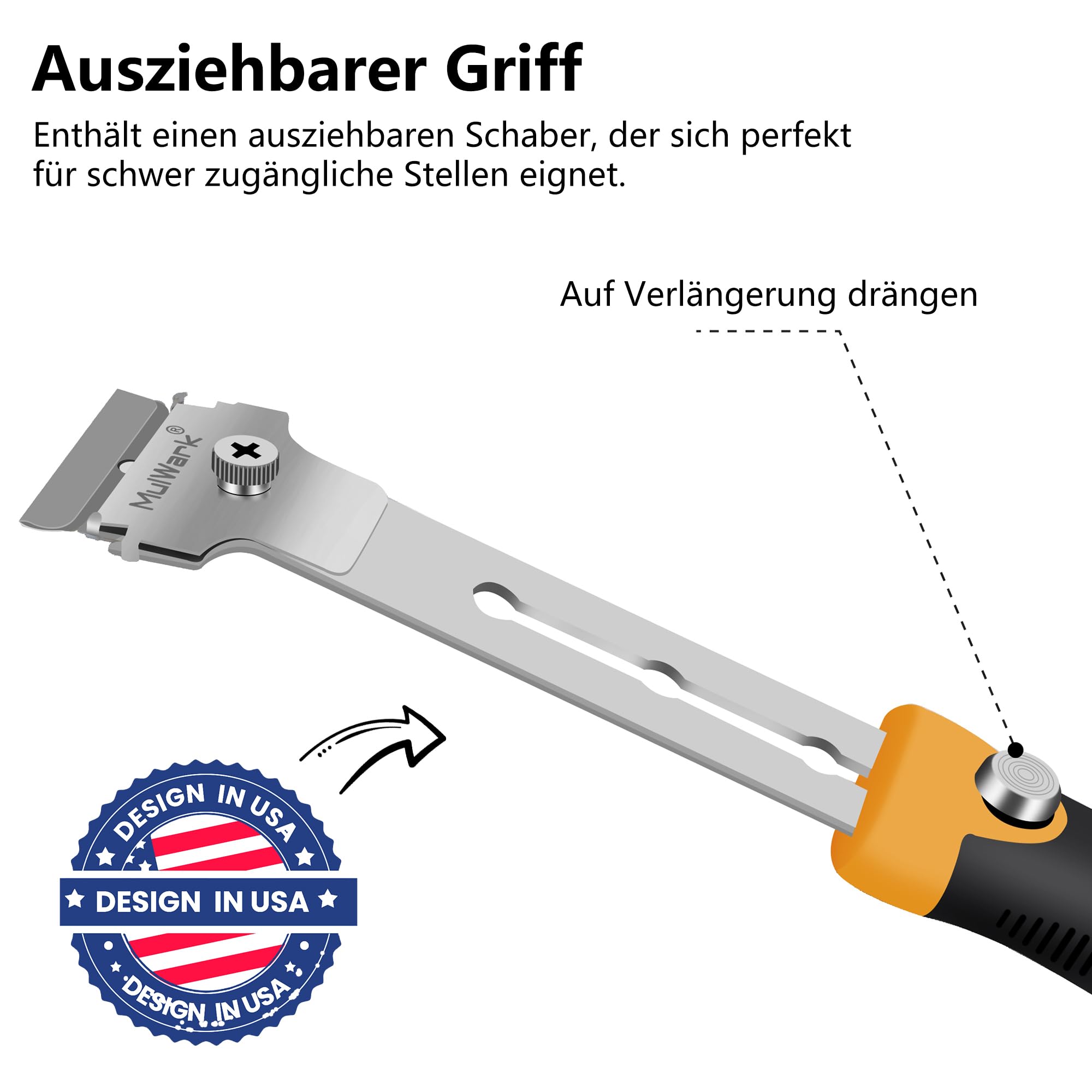 MulWark Profi-Schaber-Set mit 2 Teleskop-Griffen & 12 Klingen | Heavy-Duty Glas- und Farbschaber für Fenster, Ofenreinigung, Oberflächenvorbereitung 4