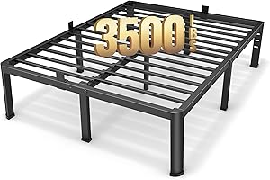 Superay 20 Inch Queen Size Metal Platform Bed Frame with Round Corners, Storage Space Under High Bed Frame-Heavy Duty Steel Slats Support, Noise Free - Easy Assembly - No Box Spring Needed