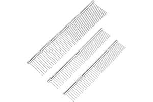 BEVTEE Dog Combs for Grooming Matting, 3 Pack Metal Comb for Pet Cat Greyhound Poodle Doodle, Removing Tangles & Knots, 6.3"/7.4"