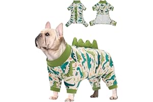 CuteBone Dinosaur Costume Dog Pajamas, Stretchy Spandex Crystal Velvet Sleepwear Dog Pjs Coat for Small Dogs, Soft & Warm Pup