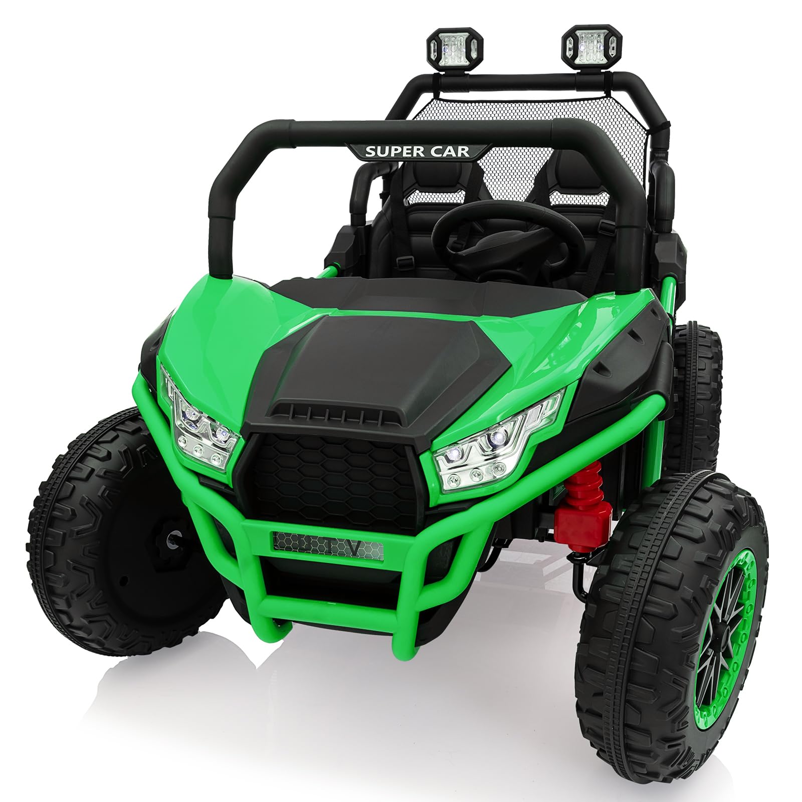 Photo 1 of 2 Seater Kids Ride On Utv Car,24V 2WD Ride On Car Truck with Metal Frame,Remote Control,Spring Suspension,Music,Max Speed 4.5 Mph,Electric Car Utv for 3+Years,Green