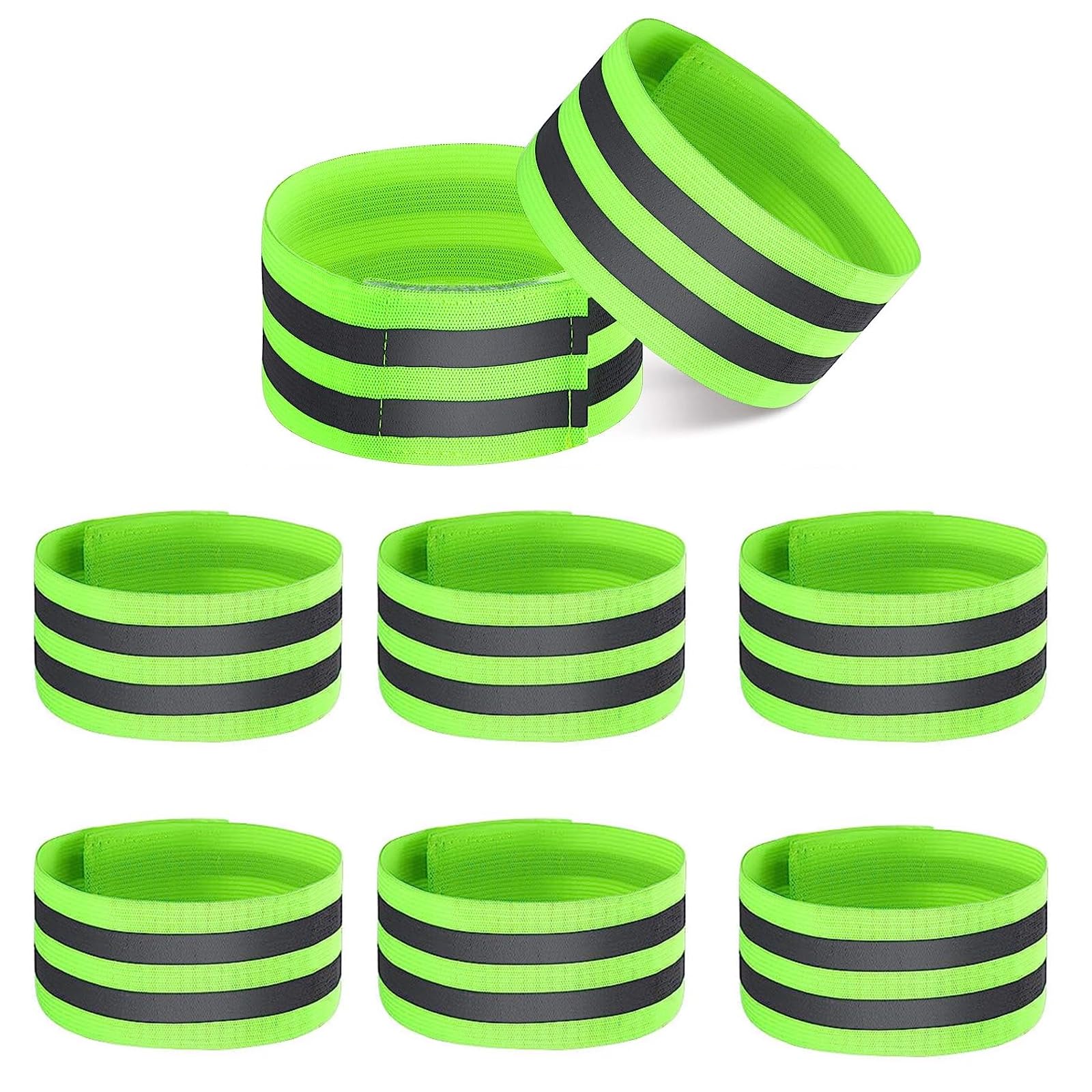 High Visibility Armbands, 8 Pcs Reflective Running Armbands, Reflective Running Gear, Reflective Bands, Safety Reflective Wristbands, Reflective Bands for Walking, Night Sports and Dog Walking