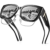 URUMQI Polarized Sunglasses Fit Over Glasses for Women, UV400 Protection Wrap-around Shades Trendy Oversized Square Lens
