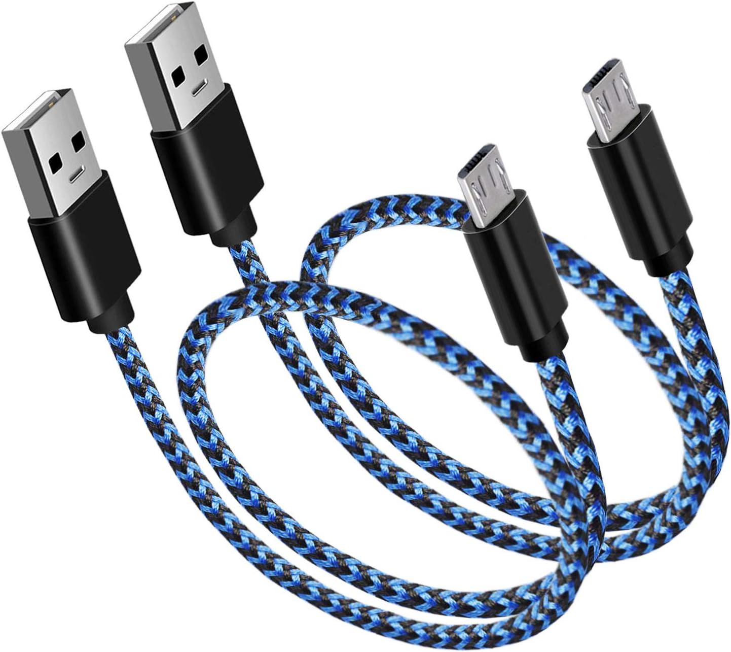 Ahker Short Micro USB Cable, 2Pack 1ft/30cm Colorful Android Charger