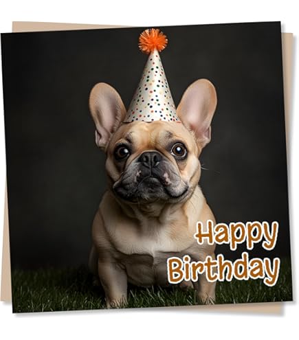 Old English Co. Dog Birthday Card - French Bulldog 'Did Someone Say Cake' Design