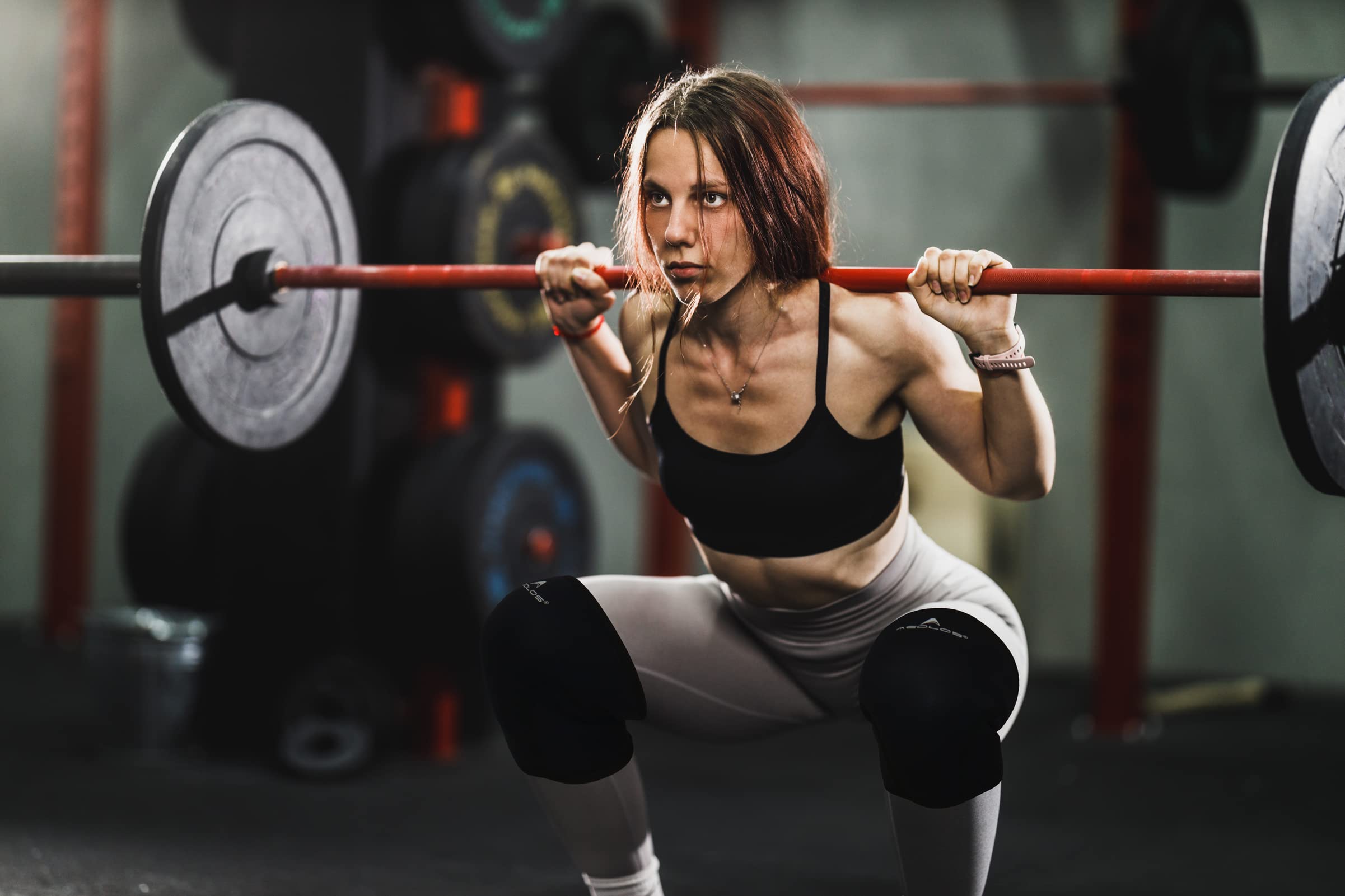 AEOLOS Knee Sleeves (1 Pair)，7mm Compression Knee Braces for Heavy-Lifting,Squats,Gym and Other Sports(Medium,22Black3)