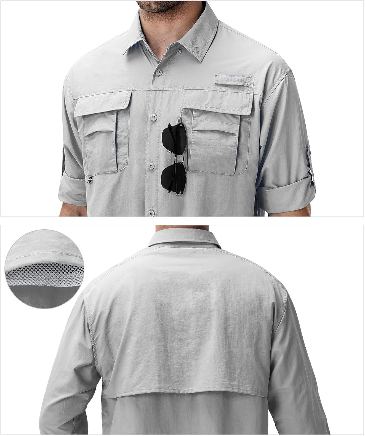 Naviskin Men's UPF 50+ Sun Protection Hiking Shirt Lightweight Quick Dry Outdoor Fishing Long Sleeve Shirts Regular Fit at  Men’s Clothing store