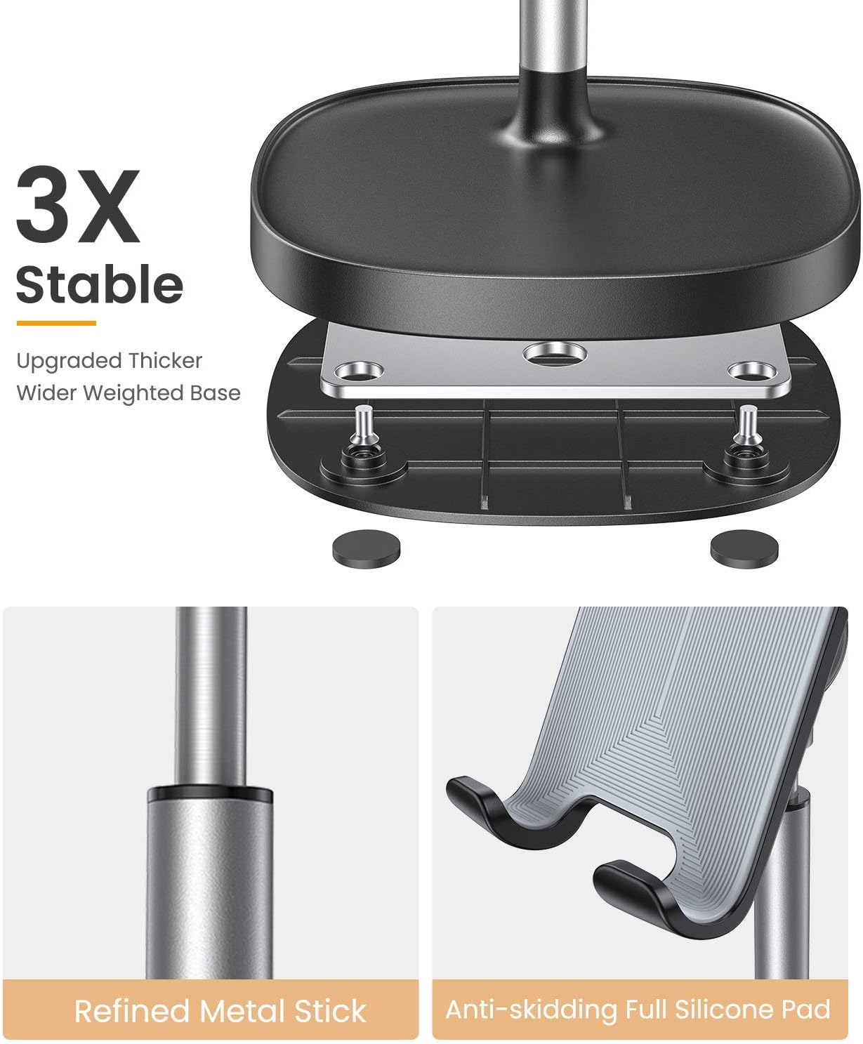 Cell Phone Stand, Angle Height Adjustable LISEN Phone Stand For Desk, Thick Case Friendly Phone Holder Stand For Desk, Compatible with All Mobile Phones,iPhone,Switch,iPad,Tablet(4-10in): Electronics