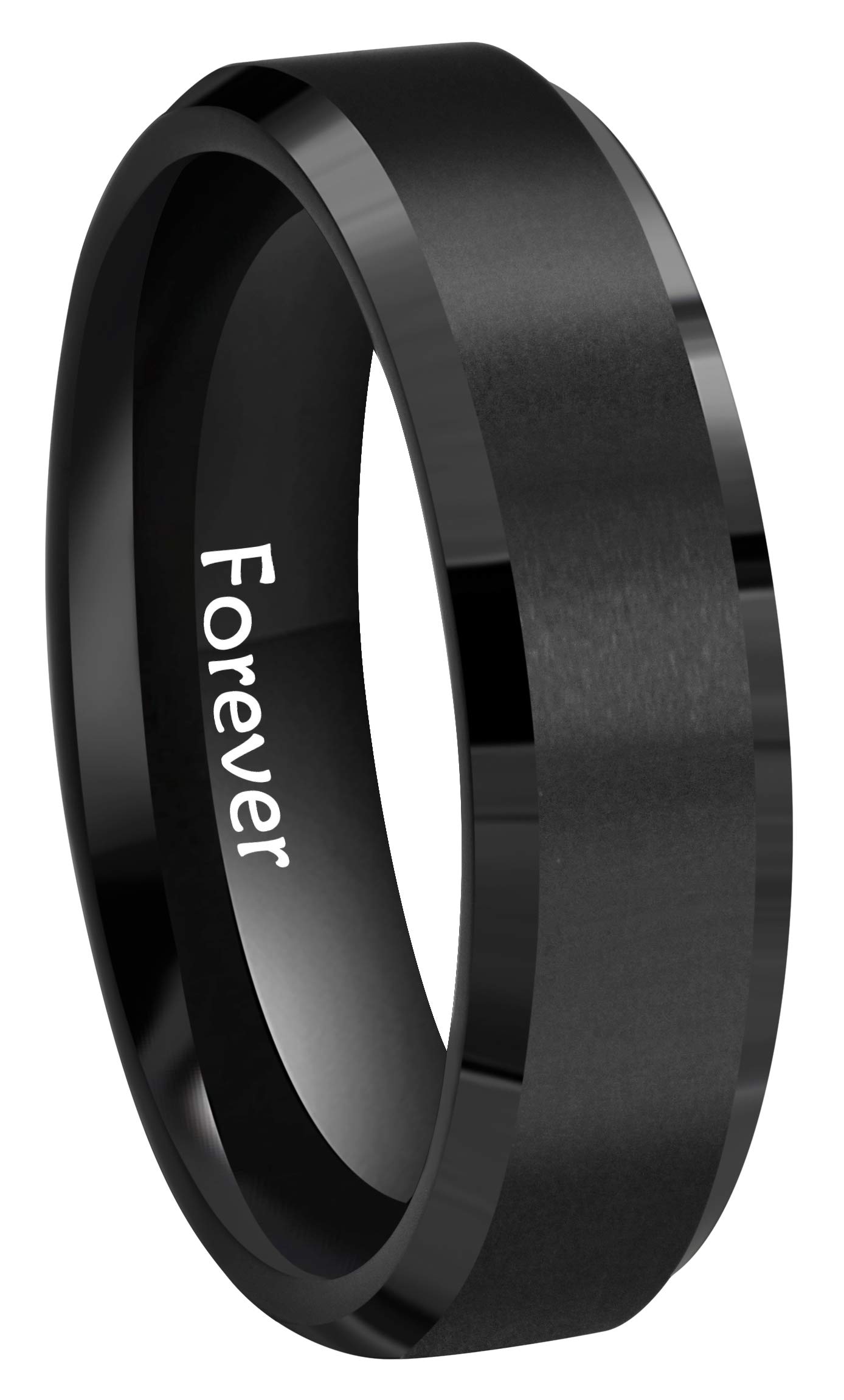 6mm 8mm 10mm Black Tungsten Wedding Band Ring Men Women Matte Finish Beveled Edges Comfort Fit Size 5 To 17, Tungsten,Tungsten Carbide, tungsten