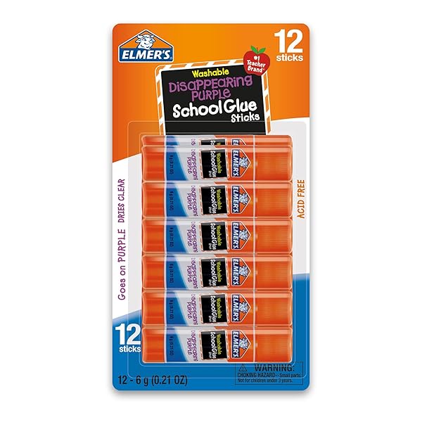 ELMER’S® DISAPPEARING GLUE STICKS, 0.21 OZ, PURPLE, PACK OF 12