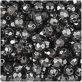 BeadTin Jet Transparent 8mm Faceted Round Craft Beads (450pcs)
