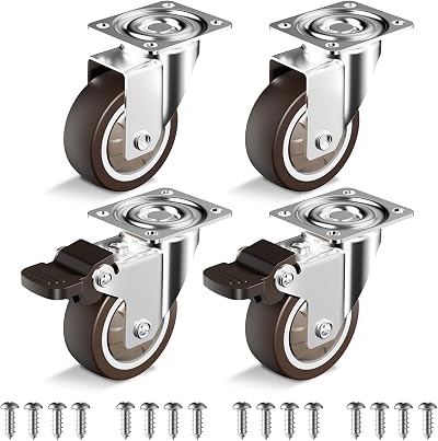 HOLKIE Castor Wheels 50mm with Brakes Set of 4 Furniture Caster Wheels