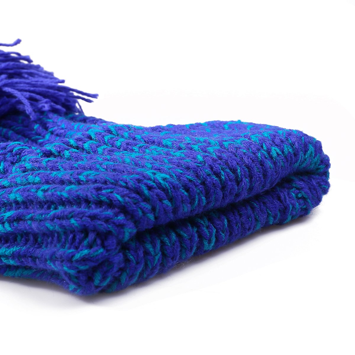 EVRFELAN Winter Women Slouchy Large Pompom Beanie Thick Warm Cable Knit Crochet Hat Fashion Stretchy Chunky Warm Ski Skull Cap Snowboard Braid Girls Solid Soft(Blue)