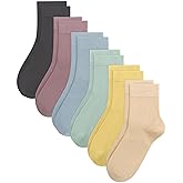 SIPCOLOR Combed Cotton Kids Crew Socks School Dress Quarter Uniform Stretchy Socks for Boys Girls