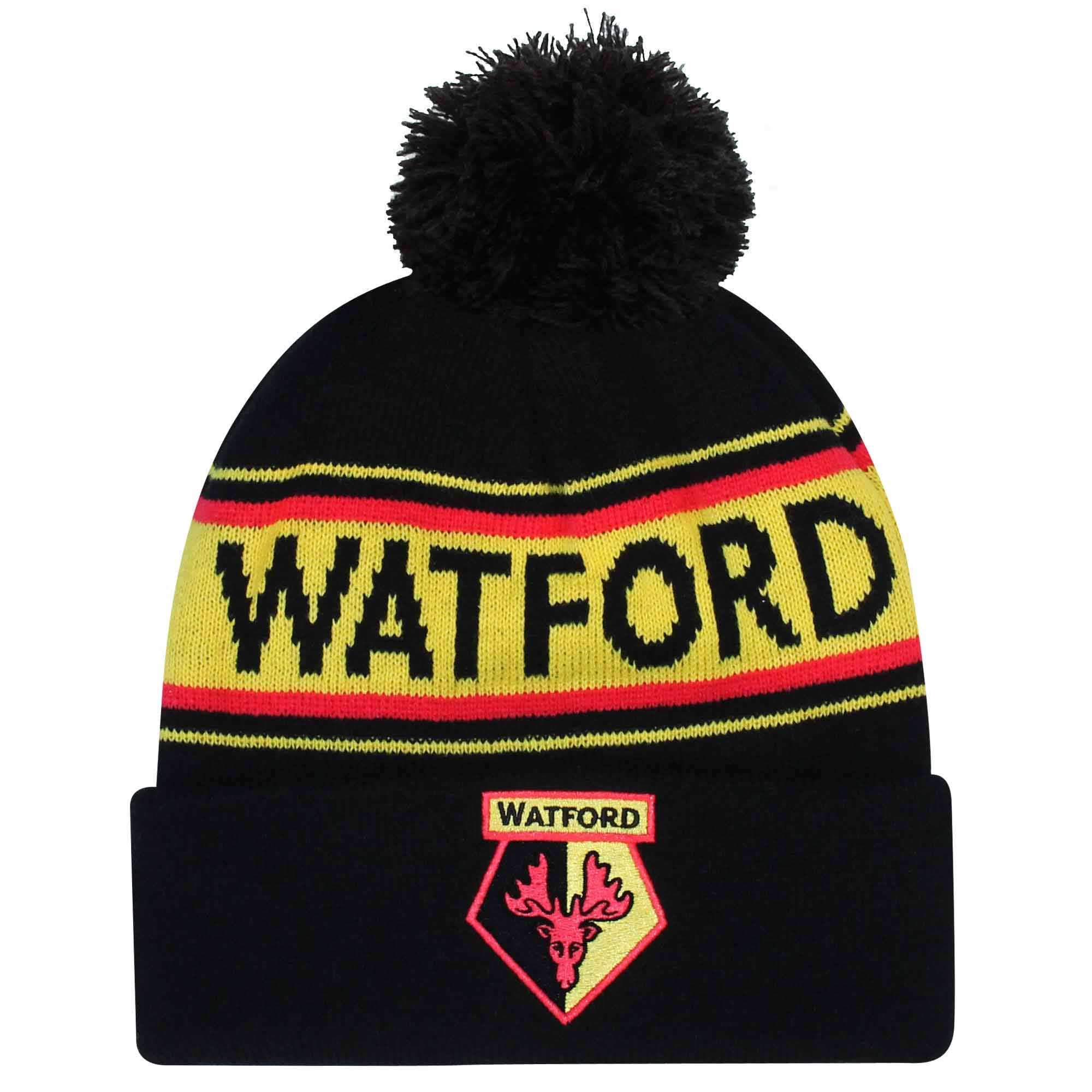 Official Watford FC Football Crest Bobble Ski Hat (100% Acrylic)