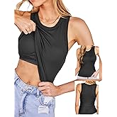CUPSHE Womens Built in Bra Tank Tops Ribbed Sleeveless 2025 Summer Basic Tops