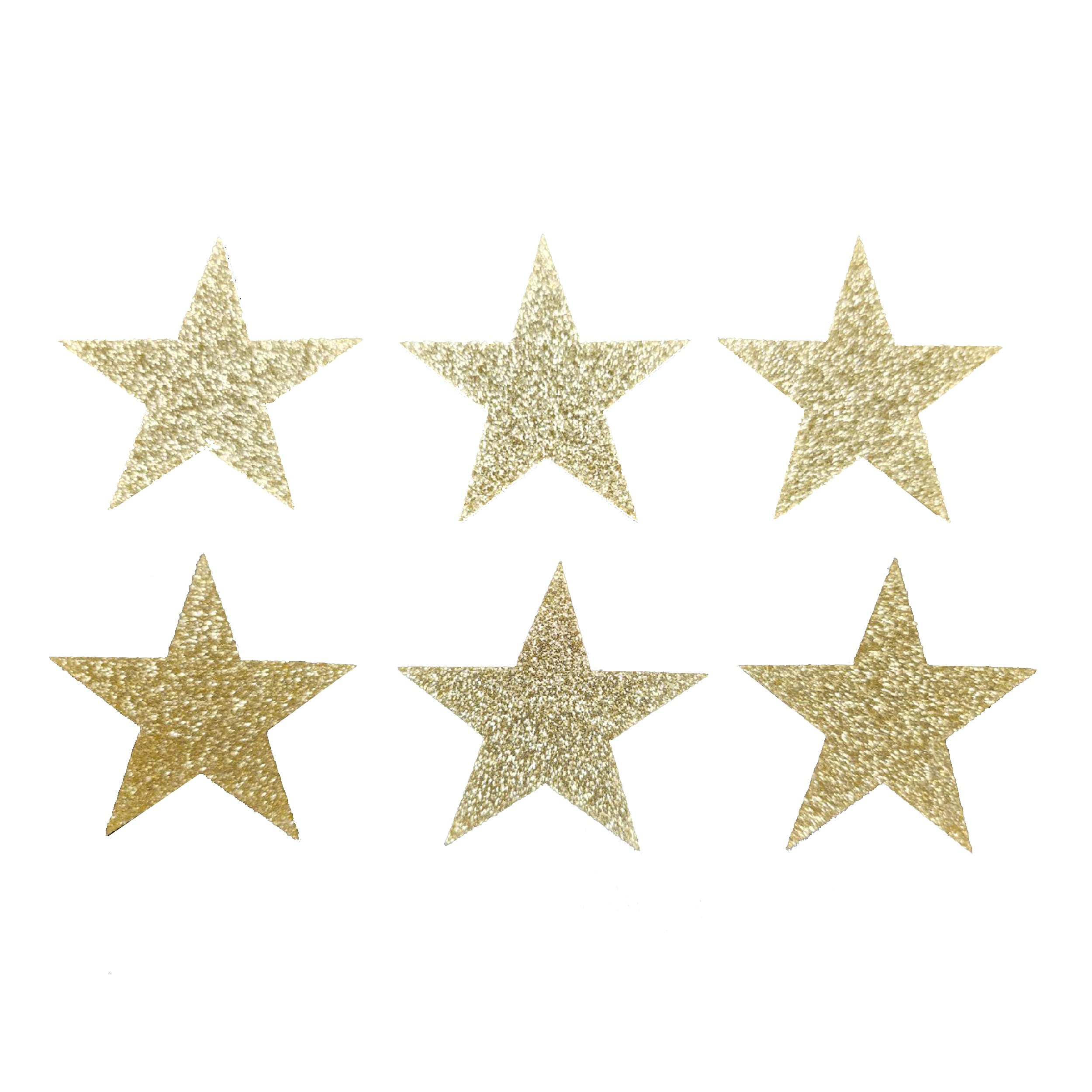 Gold 12 Fabric Glitter 2 Inch 50mm Stars Iron-On