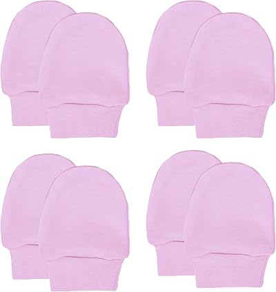 Soft Touch Baby Girls Mittens Pink 4 Pack Anti-Scratch Cotton