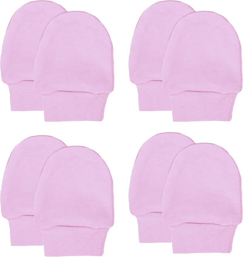 Soft Touch Baby Girls Mittens Pink 4 Pack Anti-Scratch Cotton