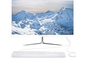 SIUGHVA 24" FHD All-in-One Desktop Computer, N5095 8GB RAM, 512GB SSD, Quad-Core, Wired Keyboard & Mouse, RGB Speaker, White (N5095/8G/512G)