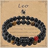 Zodiac Bracelet for Women Star Sign Natural Black Obsidian Bracelet Constellation Horoscope Crystals Bracelet Jewelry Gift 2 pieces 2 Pcs
