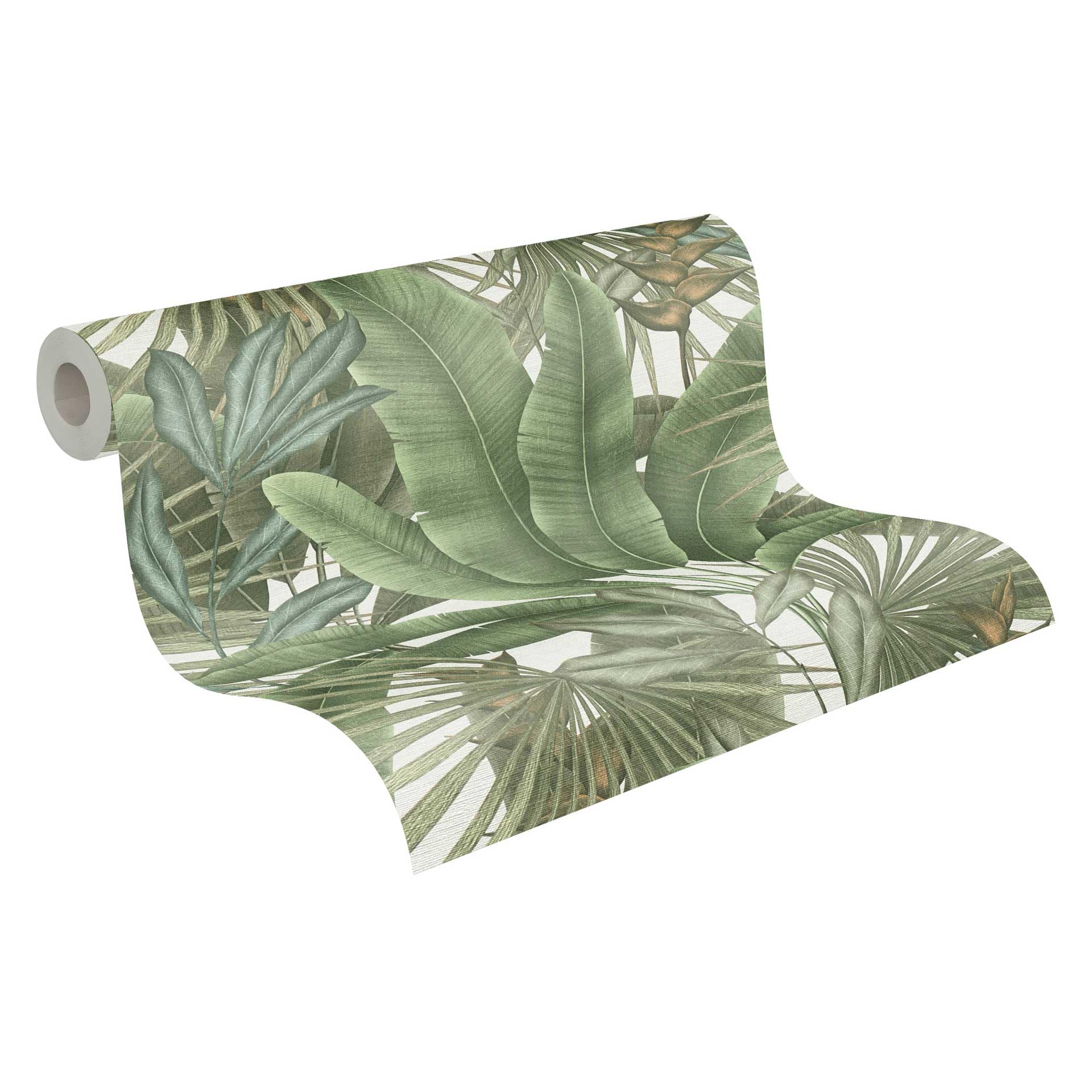 Livingwalls Jungle Wallpaper 396472 in Green, Cream - Wall Wallpaper with Jungle Look - Floral Wallpaper with Palm Leaves - Wallpaper Made in Germany - 10.05 m x 0.53 m