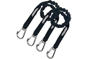 WAVESRX DockingPal - Premium Flat Bungee Dock Lines for Boats I Elastic Boat Dock Rope with Stainless Steel Carabiners | Stretches from 3' to 5' | Absorbs Shocks Prevent Damage to Jet Ski & PWC