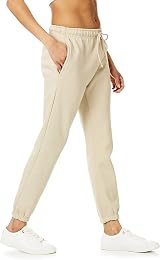 Light & Shade Women’s Fleece Joggers with Drawstring Waist Sand L view 2