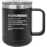 Rogue River Tactical Funny Paramedic Noun Meaning Stainless Steel Coffee Mug Travel Tumbler With Lid Novelty Cup Great Gift Idea For EMT EMS or Paramedic